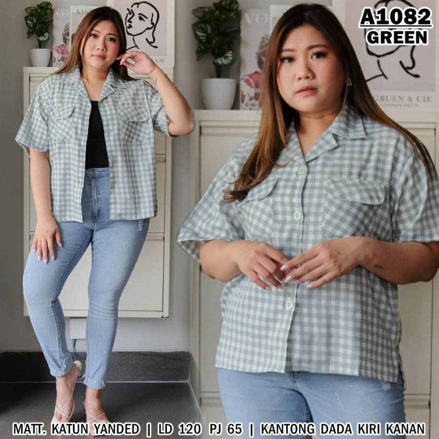 Kem Jumbo Yuki Baju Atasan Kemeja Wanita Bigsize Casual Jalan-jalan Daily Hangout OOTD Trendy