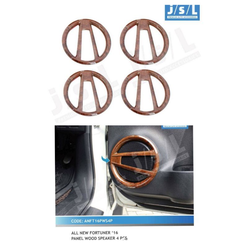 panel cover speaker 4pc all new Fortuner Wood Chrome Carbon jsl