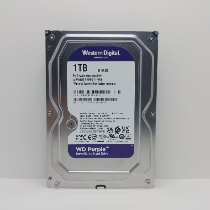 HARDISK 1TB WD PURPLE SATA 3,5&quot; INCHI -HDD 1TB DVR CCTV BARU 0 DAYS