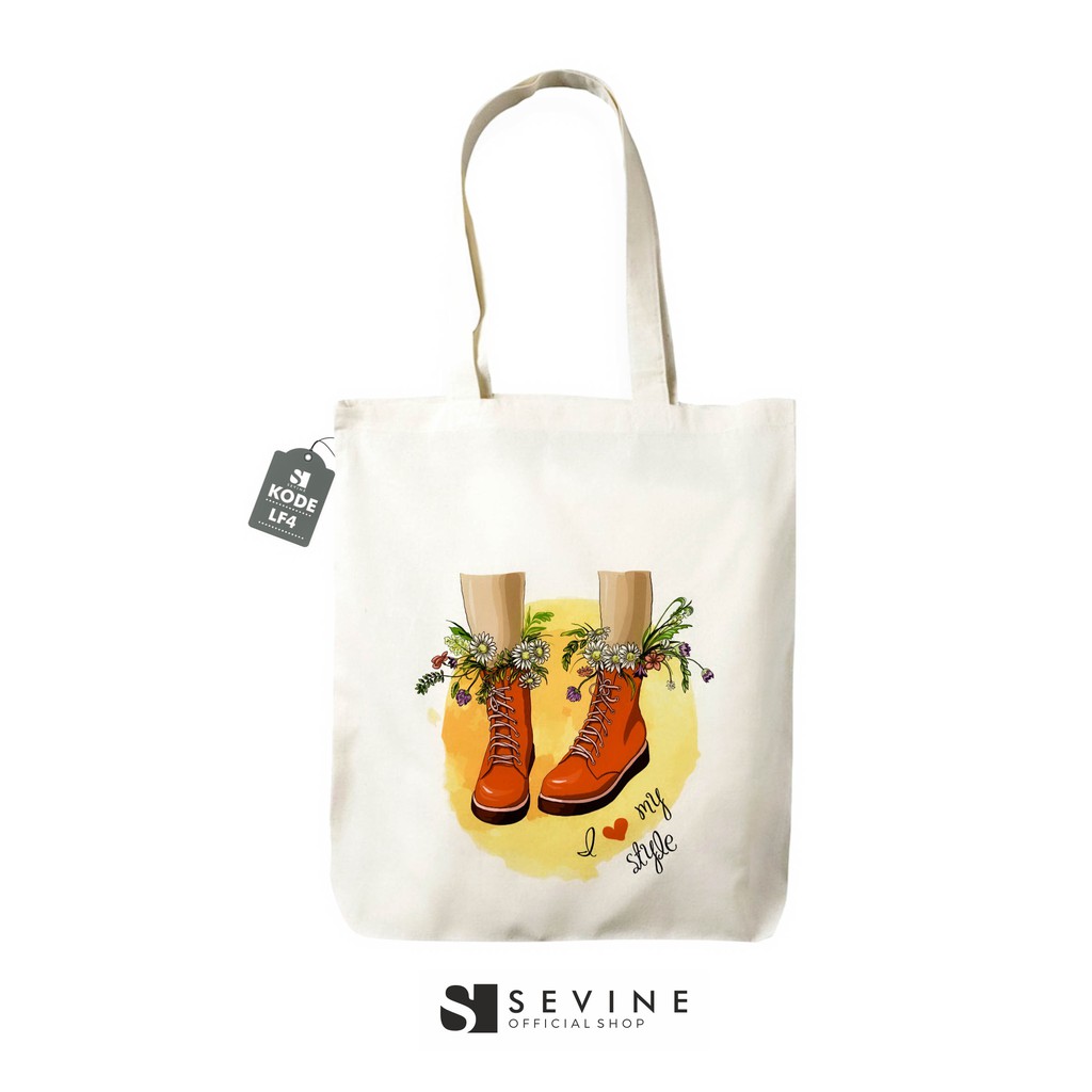 Sevine Totebag Drill Tas Tote Bag Resleting Fashion Wanita Girly Series - LF