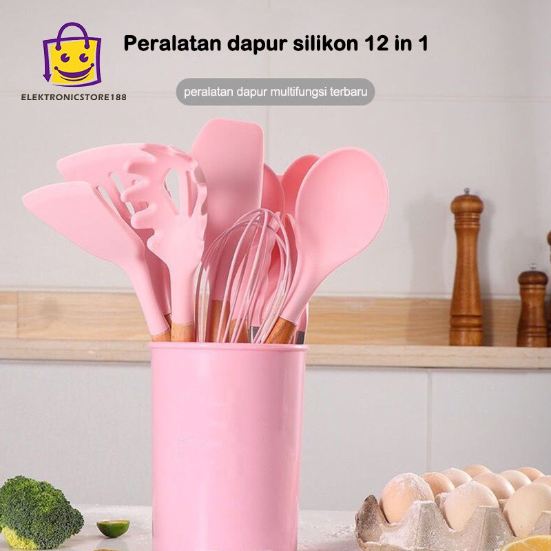 Sutil silikon Spatula Silicone sodet Alat Masak set 12pcs-1