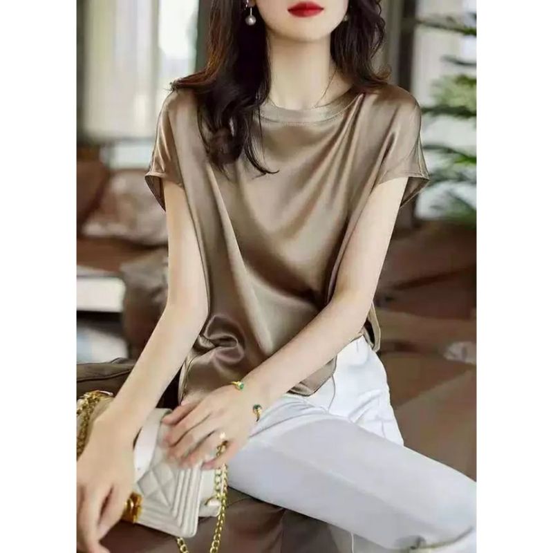 MDLV ~ 3930 Marshally Satin Batwing Top Women Batwing Top satin Premium Atasan Batwing Satin Atasan Satin Premium Atasan Satin Import Atasan Lengan Pendek Blouse Satin Blouse Premium Fashion Import