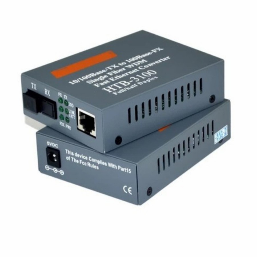 HTB 3100 A+B Fiber Media Converter Optic Device Netlink 10/100Mbps RJ45 Single Mode 25km