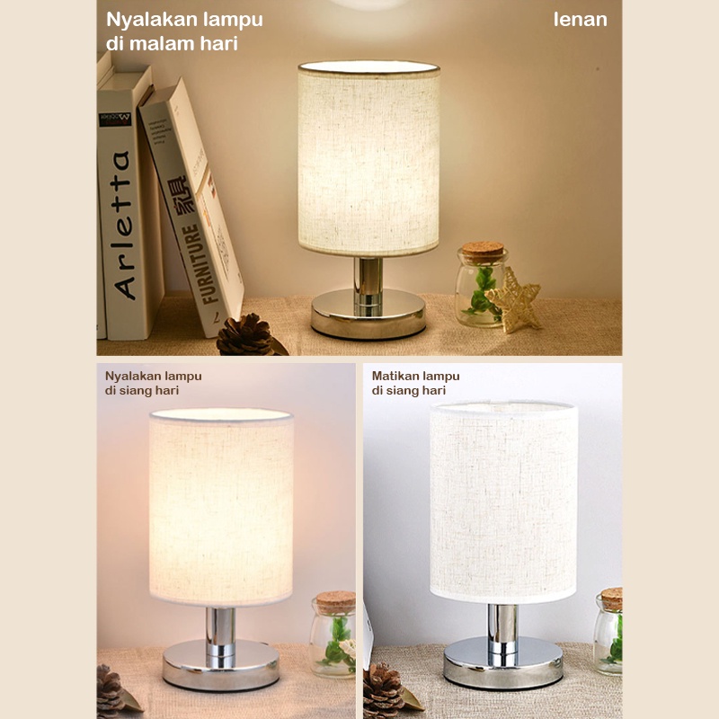 Lampu Malam Model Simple Gaya Eropa Kreatif untuk Dekorasi Kamar Lampu Meja/Tidur Kain ringan hangat + alas besi COD DEXONE