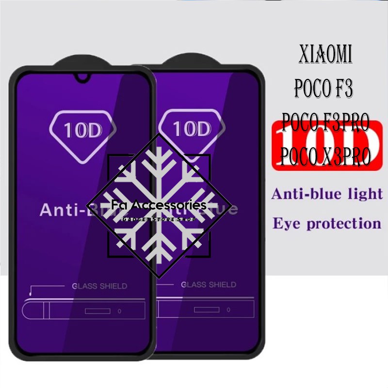 FA Tempered Glass Bluray Anti Blue Light Full 10D 99D Xiaomi POCO F3 F3PRO F4 F4GT X3 X3PRO X5 X5PRO GT pro screen guard