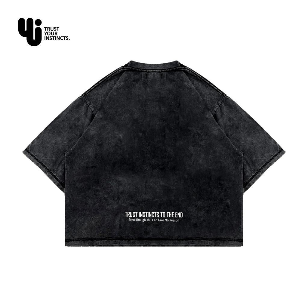 Yui Crop T-Shirt Oversize Black Washed