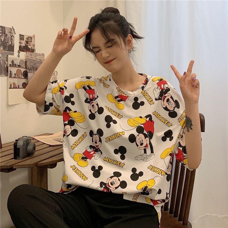 Oversize Tee Tshirt Wanita Motif Mickey Berdiri 1