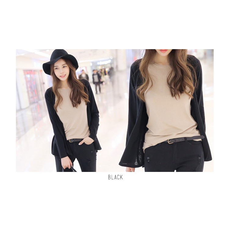 KARAKOREA Spandex Rayon Cardigan kerja outer cardigan jumbo-RLS BIG/Black