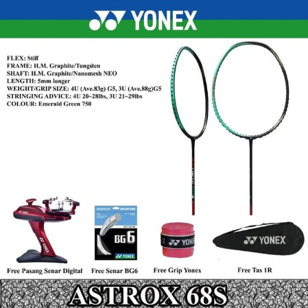 YONEX ASTROX 68S KEVIN 68D GIDEON RAKET BADMINTON ORIGINAL
