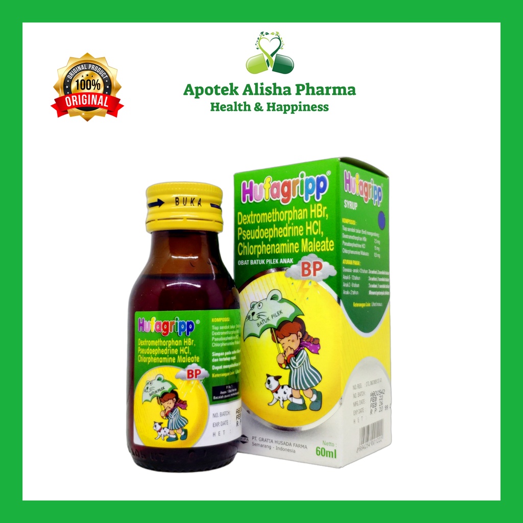 HUFAGRIPP TMP (MERAH) HUFAGRIPP BATUK PILEK (HIJAU) HUFAGRIPP FLU (KUNING) HUFAGRIPP PILEK (BIRU) SYRUP 60ml HUFAGRIP TABLET - Hufagrip Sirup Obat Penurun Demam / Panas Pilek Flu dan Batuk Anak Parasetamol Ibuprofen