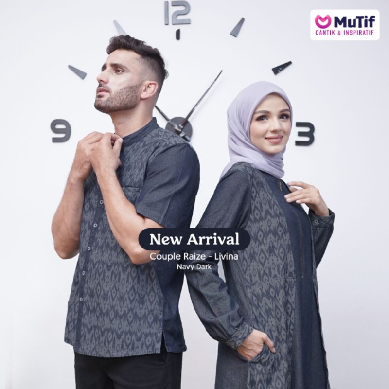 COUPLE MUTIF RAIZE - LIVINA NAVY DARK DENIM KOKO RAIZE GAMIS LIVINA DENIM