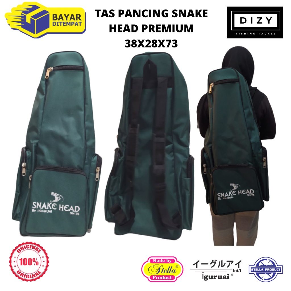 Tas Pancing Premium Best Quality Bahan Tebal Muat Banyak Besar Snake Head Hijau Army