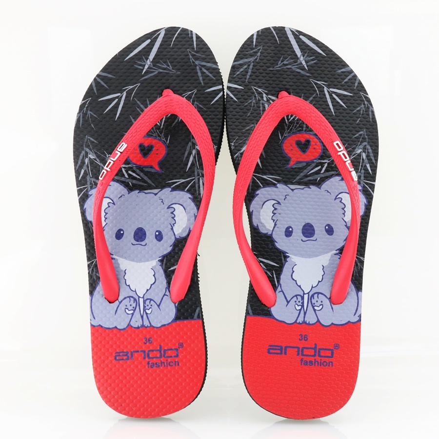 NEW Ando Fluffy Hitam - Sandal Jepit Wanita Terbaru 2022 Ando Surabaya
