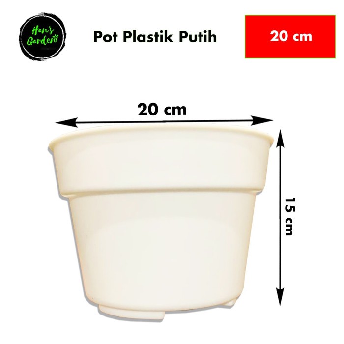 Pot bunga plastik 20 cm putih