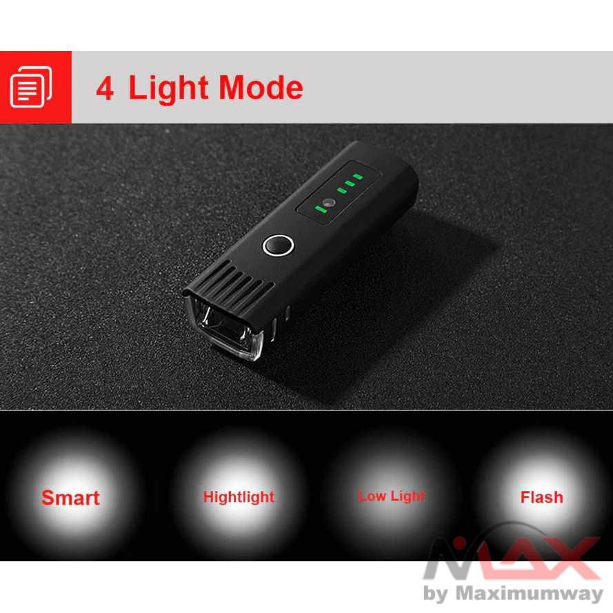 Newboler Lampu Sepeda LED USB Rechargeable 350 Lumens - A034 Warna Hitam