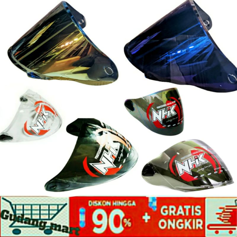 Visor Kaca Helm NHK  R6 ORIGINAL Warna silver Hitam pelangi clear Original NHk