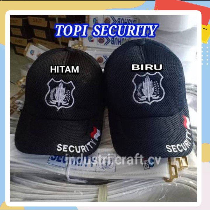 Topi Jaring Topi Satpam Security Topi Security Hitam Biru - TS01