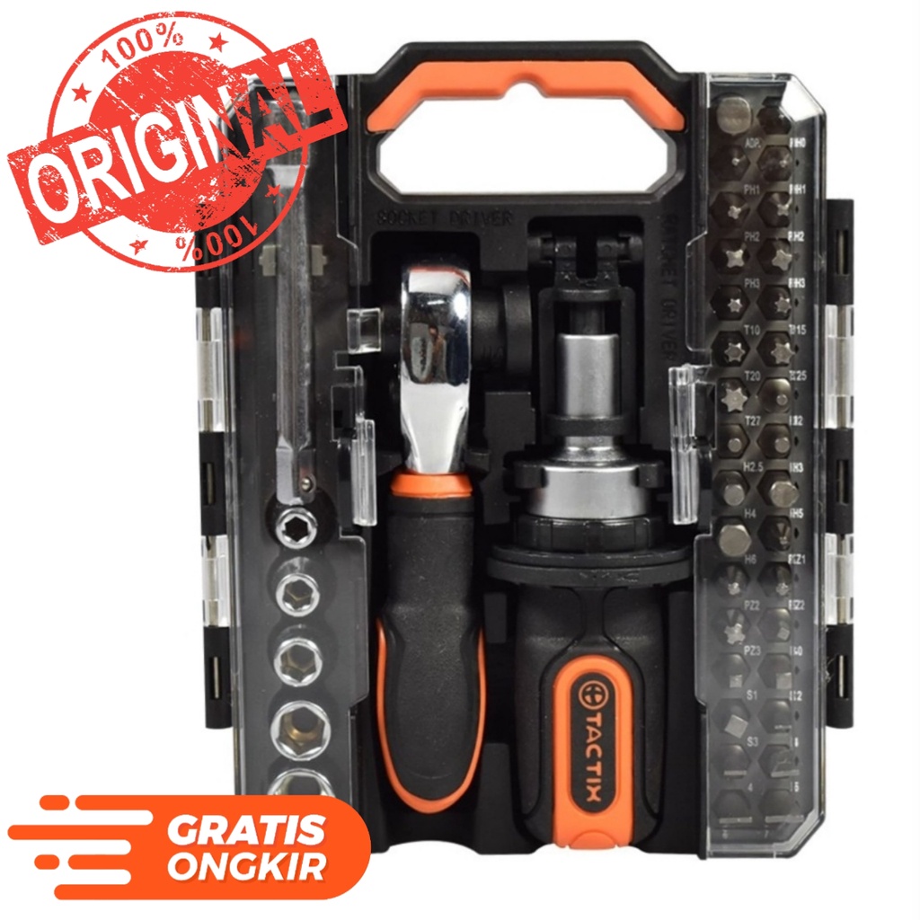 Tactix Set Kunci Sok Portabel 40 Pcs