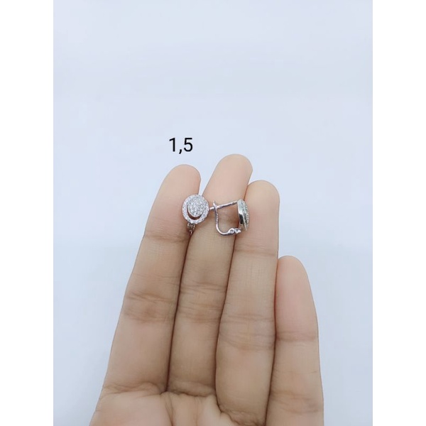 anting jepit oval mp full/ anting perak asli silver 925 lapis emas/ anting fashion wanita impor