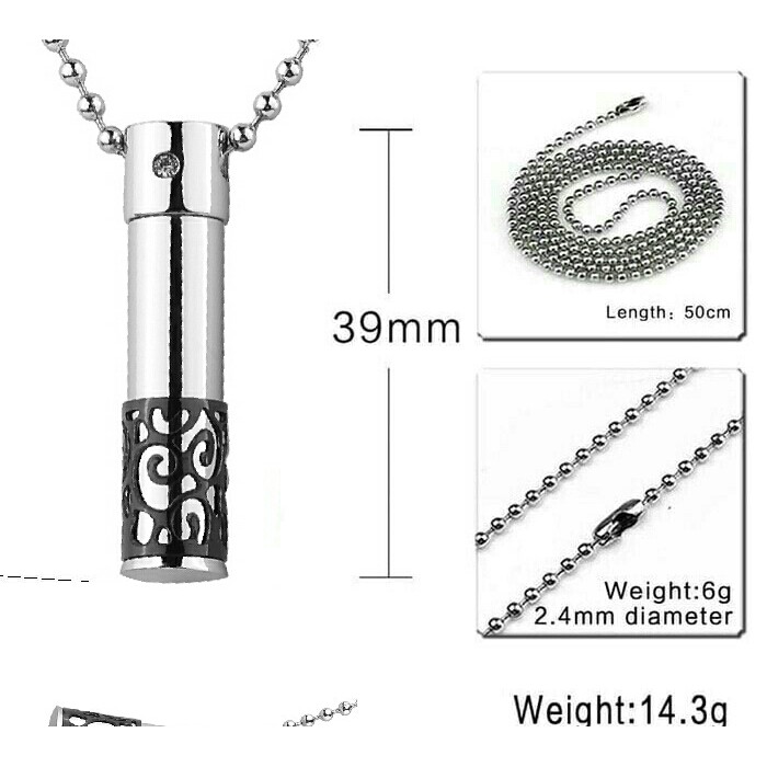 New Arrival - Kalung Botol Parfum Tabung Hitam Titanium Unik Keren Harga Murah Kece