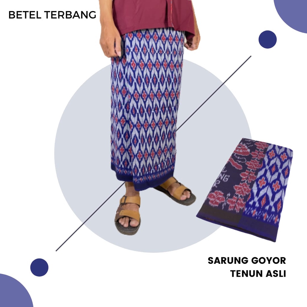 {VARIAN} Sarung Tenun Goyor Premium Legendaris Dijamin Asli - Betel Terbang Biru - Buatan Tangan, Me