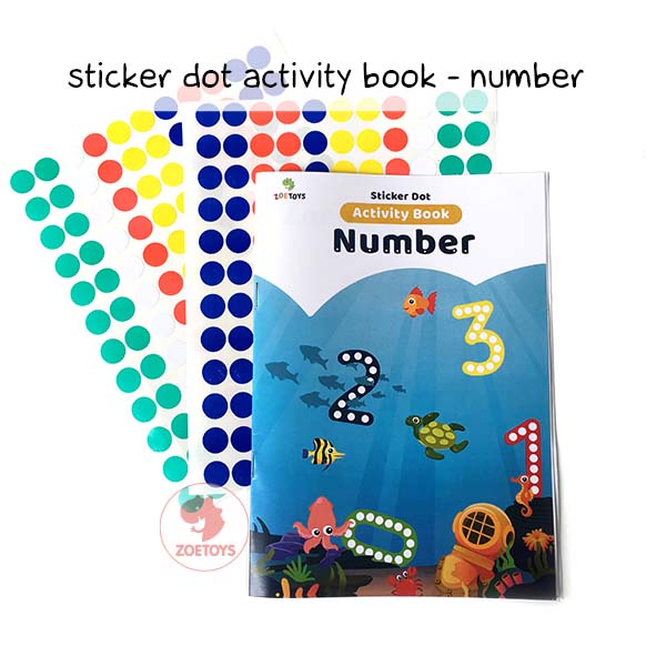 Zoetoys Reusable Sticker Dot Activity Set Book | Alphabet Hijaiyah Number Vehicle Animal | Color Dot Activity Card Kartu Aktivitas Mainan Edukasi Anak-Book Number