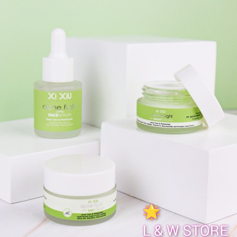 Xi XIU Acne Fight Series 1 Paket Serum+Day Cream+Ngiht Cream