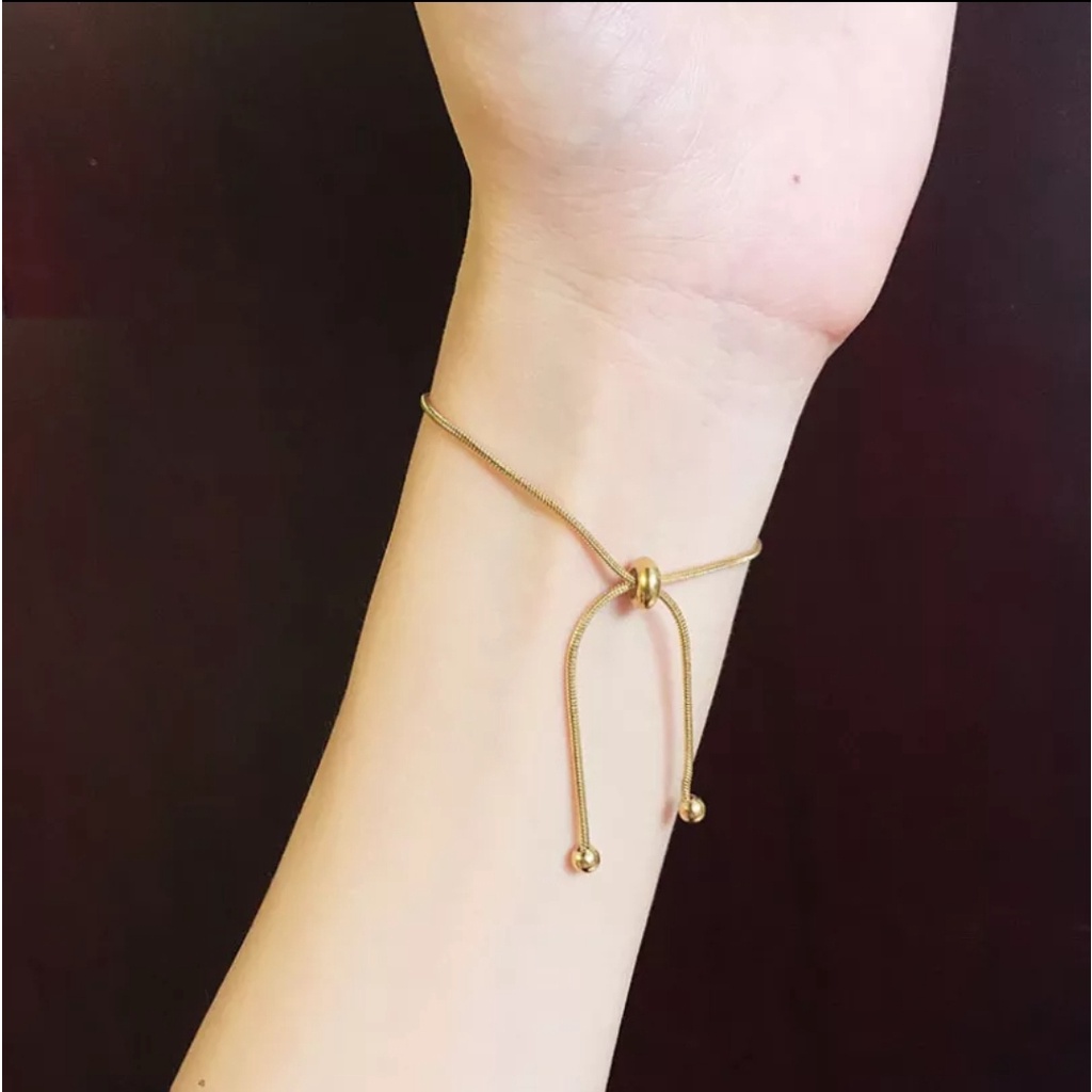 Gelang Serut Titanium Model Rantai Tulang Ular Polos Warna Gold dan Silver