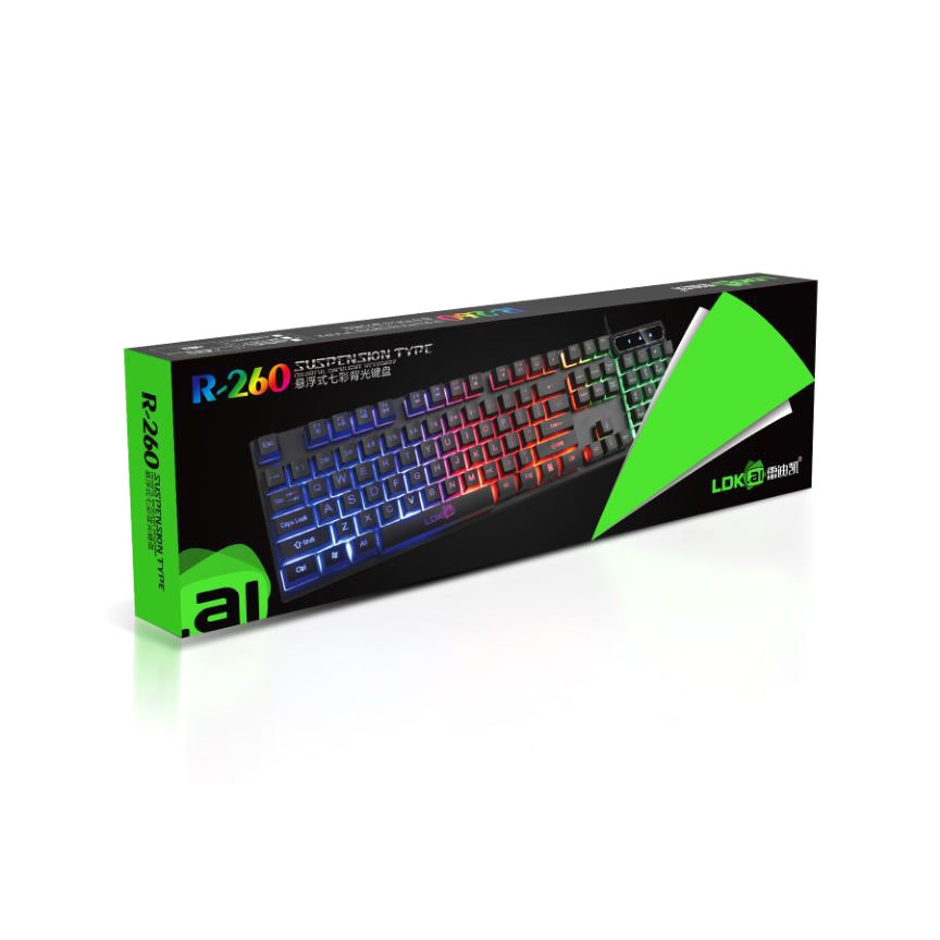 LDKAI Gaming Keyboard RGB LED Wired - R260 - Black White