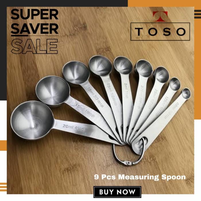 Sendok Sendok Takar 9Pcs Stainless 9In1 Set Ukur Measuring Spoon Measure Cup