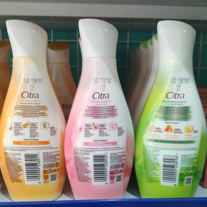 Citra handbody lotion 230 ml Sakura Glow UV Golden Nourishing Avocado Mutiara whitening kulit bengkoang kunyit yoghurt