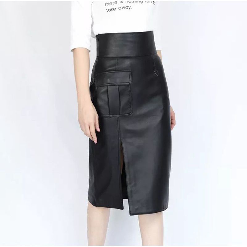 Rok Wanita Maxi High Waist Rok Panjang Span Belahan Split Seksi Dibawah Saku Kanan Model Rok Pensil Maxi Wanita Korea