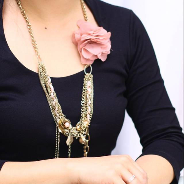Kalung Panjang Bunga Fashion Hijab Aksesoris