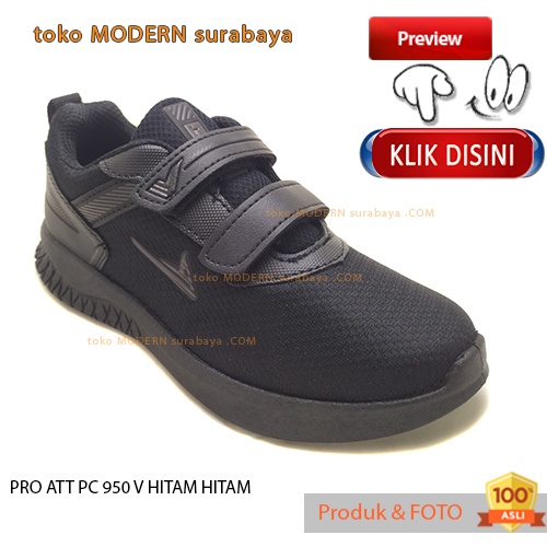 Sepatu anak sekolah sepatu sneakers velcro PRO ATT PC 950 V HITAM HITAM