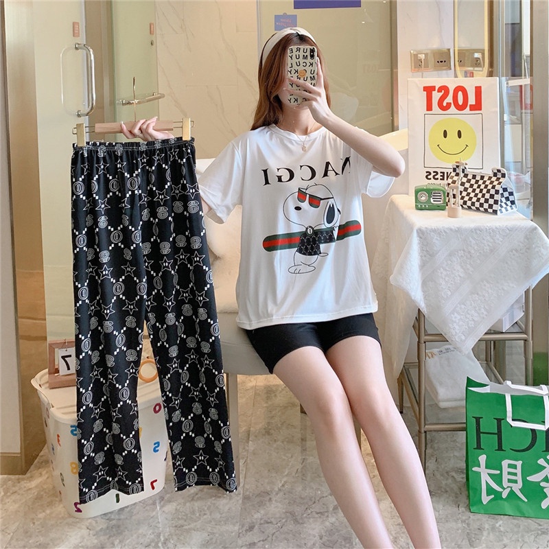 Leisure Wear LW083 Piyama 3 in 1 | Piyama Lengan Pendek | Baju Tidur Impor | Baju Tidur 3in1 setelan