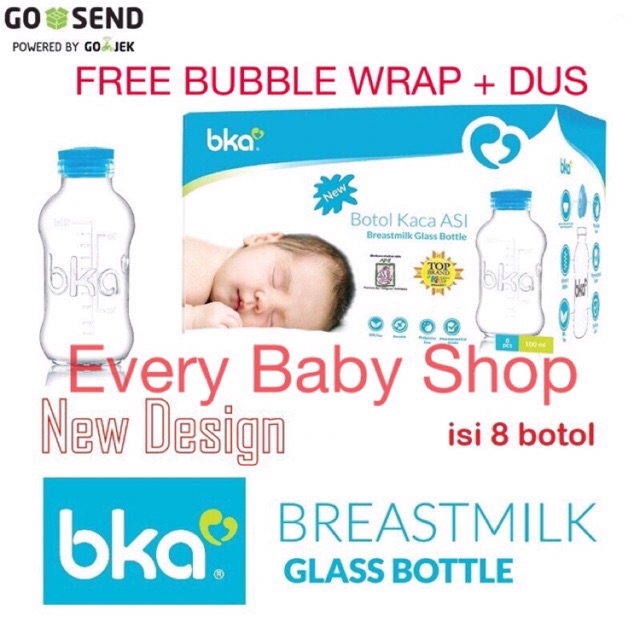 BKA BOTOL KACA ASI 8 botol - BARU (TUTUP BIRU) + FREE BUBBLE WRAP - ASLI 1000% ORI