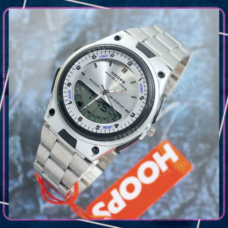 Jam tangan HOOPS DUALTIME A-1089 Water Resistant 30 Meter | Jam tangan Pria / Wanita / Unisex Tahan Air