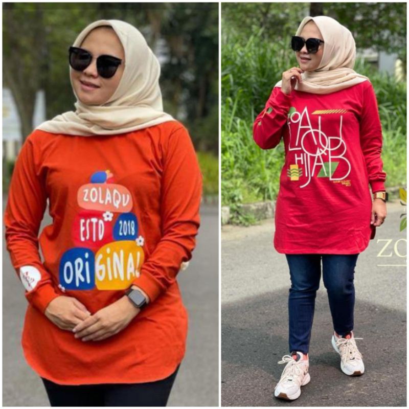 KAOS ZOLAQU LONG BODY 100% ORIGINAL TERBARU TERLARIS ORANGE BATA DAN MERAH