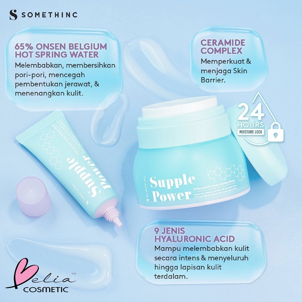 ❤ BELIA ❤ SOMETHINC Supple Power Hyaluronic9+Onsen Moisture Bomb Gel - Krim Pagi dan Malam (Kulit Sensitif) 50ml | 25ml | BPOM