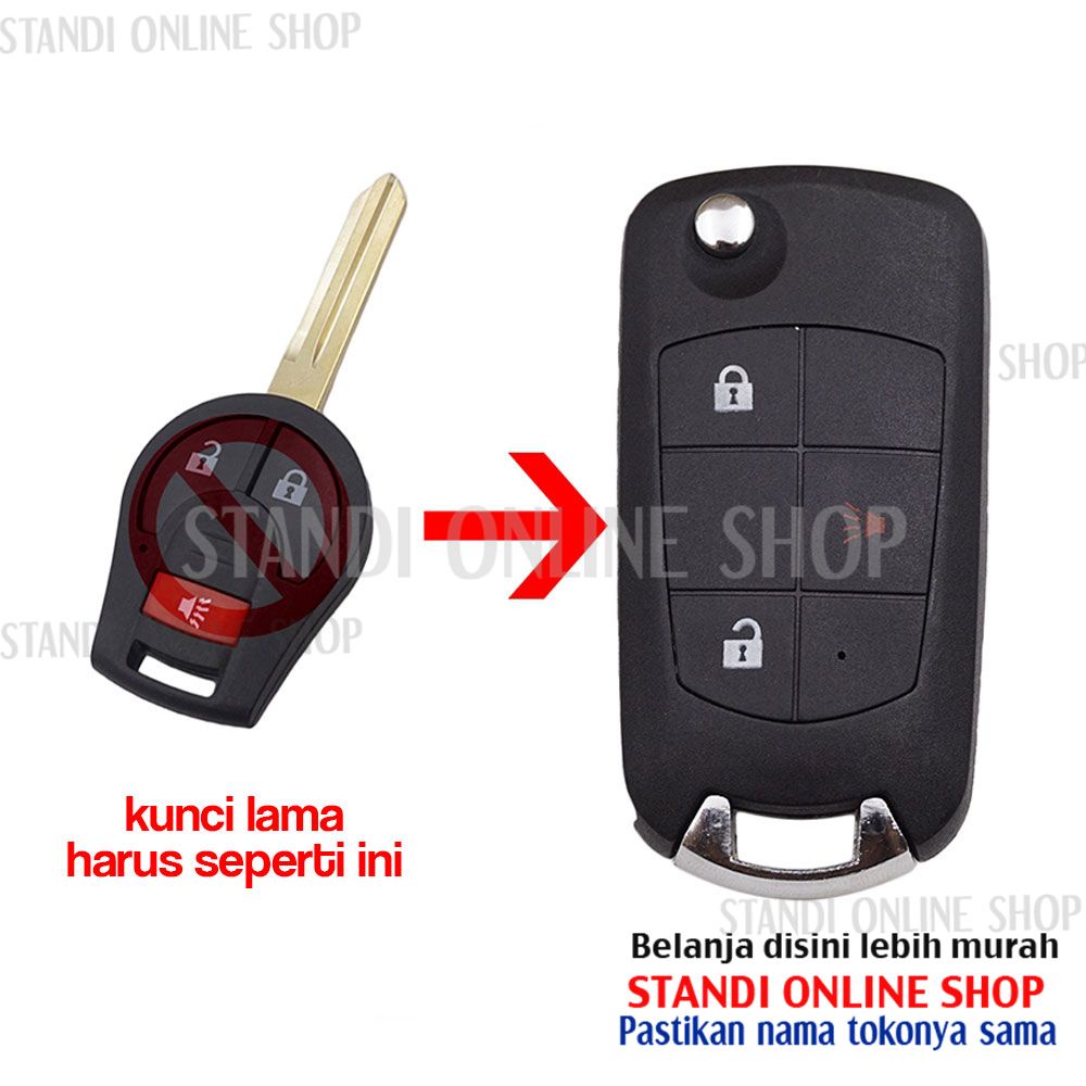 Casing Kunci Lipat Flip Key Rumah Kunci Nissan March 3 Tombol Murah