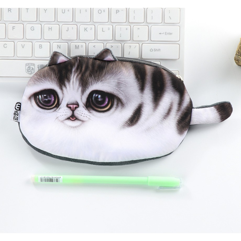 Tempat Pensil Multi fungsi Kotak Pensil Kain Lembut Kucing Bulat / Dompet HP Multifungsi / Dompet UANG MOTIF CHUBBY CAT