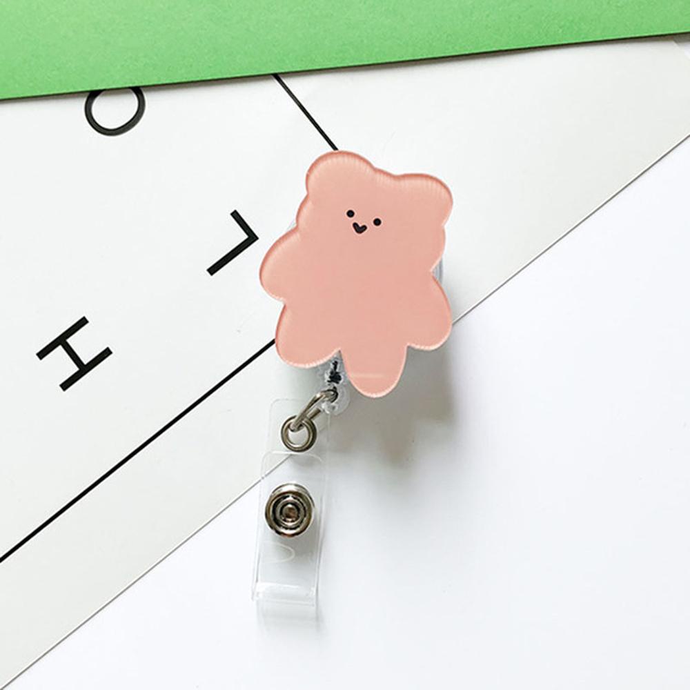 Lanfy Retractable Badge Reel Perlengkapan Kantor Korea Bears Reel Klip Perawat Dokter Student Name Card Holder
