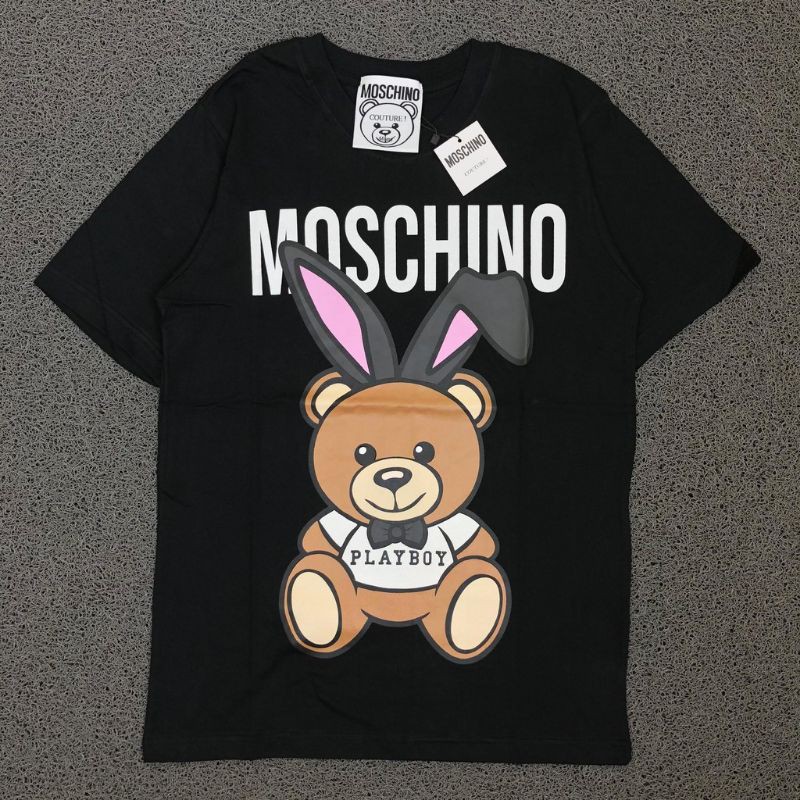 Kaos Tshirt Moschino Rabbit Playboy Hitam &amp; Putih Premium Hight Quality