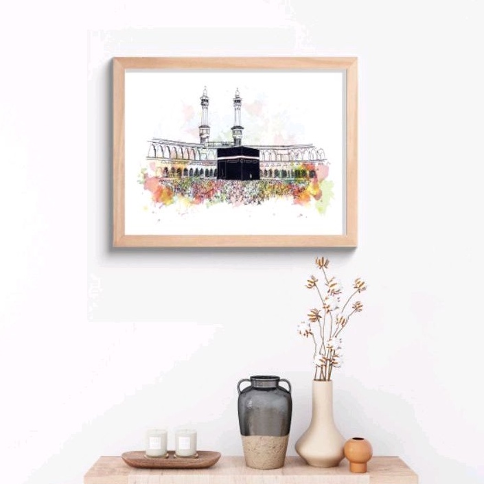 KABAH MAKKAH ABSTRAK HIASAN DINDING PIGURA KAYU 30X40