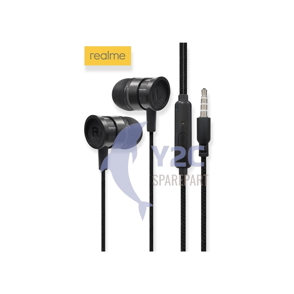 HANDSFREE REALME R34 MEGA BASS ORIGINAL OEM / EARPHONE HEADPHONE HENSET