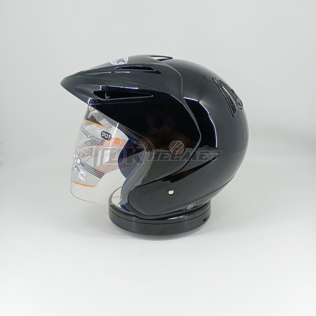 helm half face ink cx22 cx 22 sport b solid black gloss glossy metallic original topi hitam metalik 