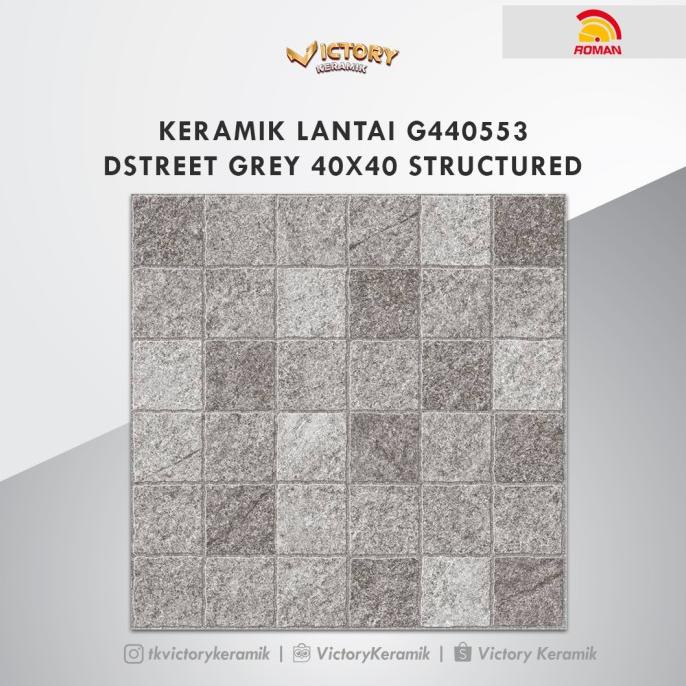 KERAMIK LANTAI ROMAN G440553 dStreet Grey 40x40 STRUCTURED