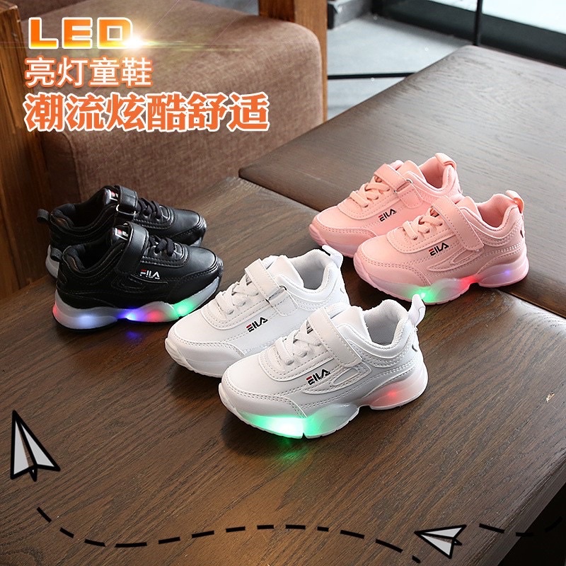 Sepatu Anak Laki-Laki Perempuan import LED model FILA