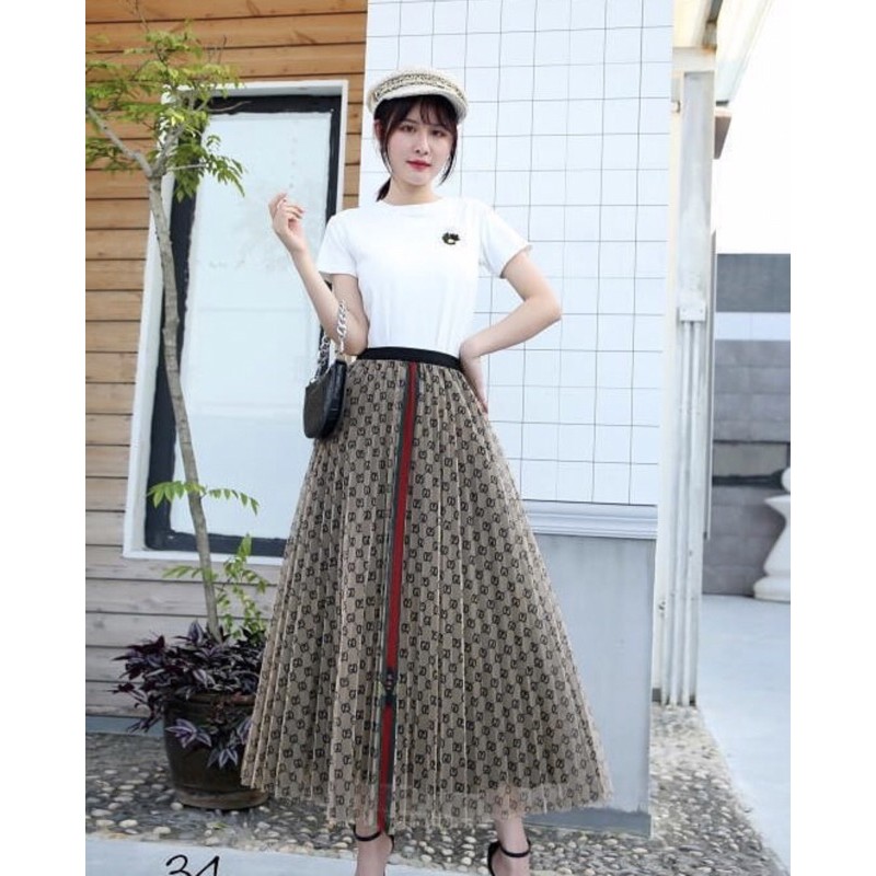 ROK PLISKET GUCCI IMPORT / PLEATED SKIRT IMPORT / ROK TUTU LACE 3 LAYER IMPORT E1