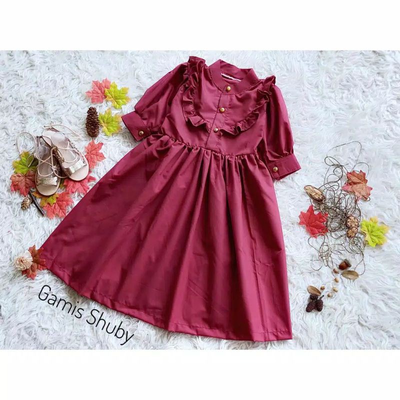 GAMIS ANAK & DEWASA "GAMIS SHUBY" WARNA MAROON